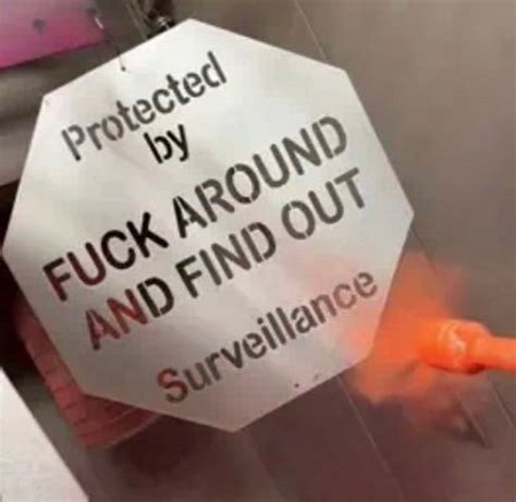 Protected By Fuck Around And Find Out Surveillance Metal Sign Powder Coated Etsy