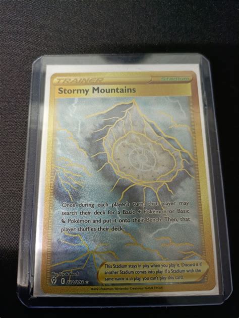 Secret Rare Trainer Card Stormy Mountains Pokemon TCG Hobbies Toys