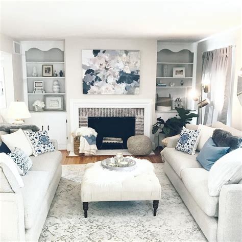 Pin by Rita Ladner on Blue and white living room | Popular living room ...