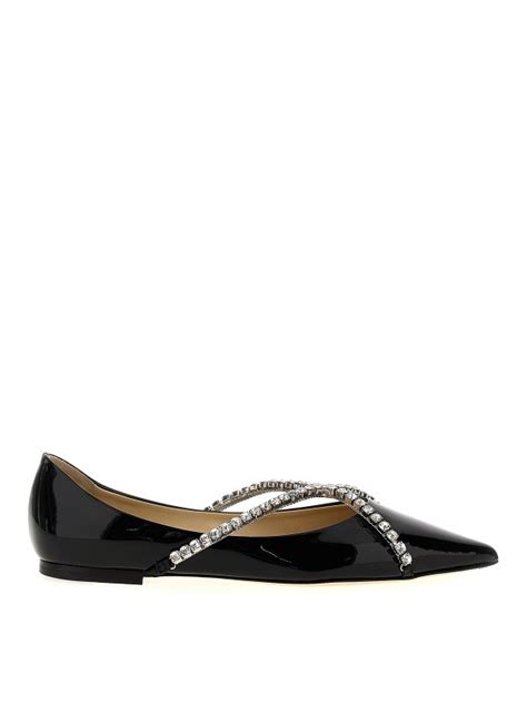 Flat Shoes Jimmy Choo Genevi Ballet Flats GENEVIFLATBOBBLACKCRYSTAL