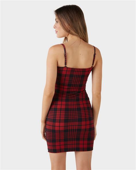 Riachuelo Vestido Curto Feminino Malha Tubinho Xadrez Vermelho Pool