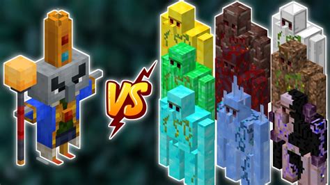 Arch Illager Vs All Types Golems In Minecraft Warden Vs Minecraft