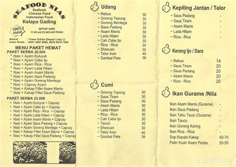 Selalu Diperbarui Menu Seafood Chinese Food Nias Kelapa Gading