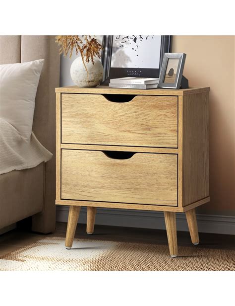 Oikiture Bedside Tables 2 Drawers Side Table Nightstand Storage Cabinet ...