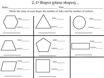 2-D Shapes (name, sides, vertices) by LucyD72 | Teachers Pay Teachers