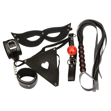 5 7 8 10 Piece Pu Leather Whip Mouth Ball Plug Goggles Handcuffs Kit