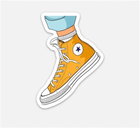 Mustard Yellow Converse Sneaker Shoe Die Cut Sticker Laptop Etsy