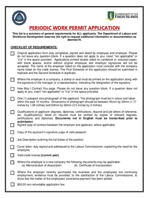 Fillable Online Bvi Gov Periodic Work Permit Application Form Gov Fax