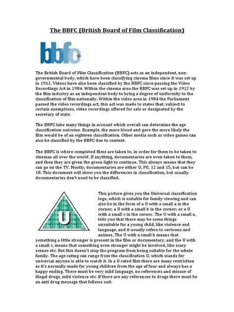 The Bbfc British Board Of Film Classification Pdf