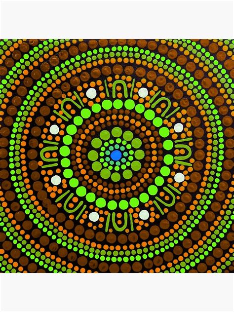 "Australian Aboriginal Art Dot Painting Green and Brown" Art Print for ...