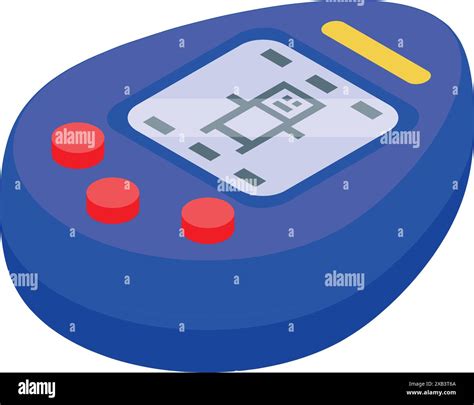 Blue Tamagotchi Electronic Toy With Pixelated Screen Displaying Stick