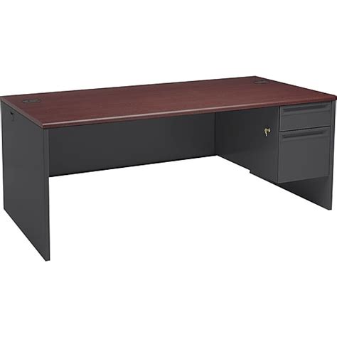 Hon® 38000 Series 72 Right Pedestal Desk Mahoganycharcoal