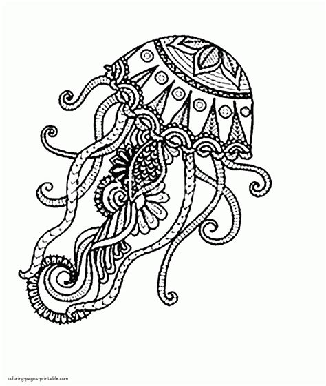 Jellyfish Adult Coloring Page Coloring Pages Printable