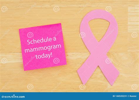 Reminder To Schedule Mammogram Pink Cancer Ribbon Stock Image Image