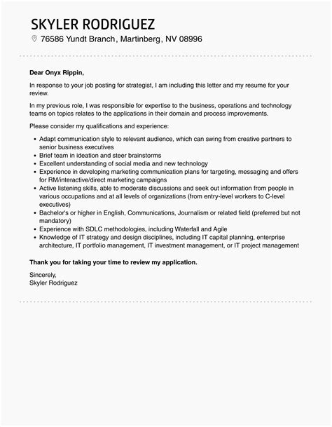 Strategist Cover Letter Velvet Jobs