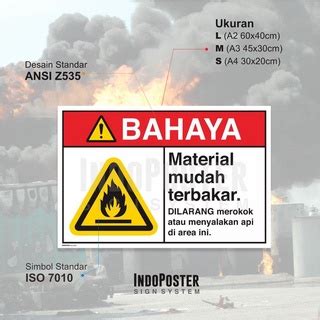 Jual Stiker Label Safety Sign Rambu K3 ANSI Material Mudah Terbakar S