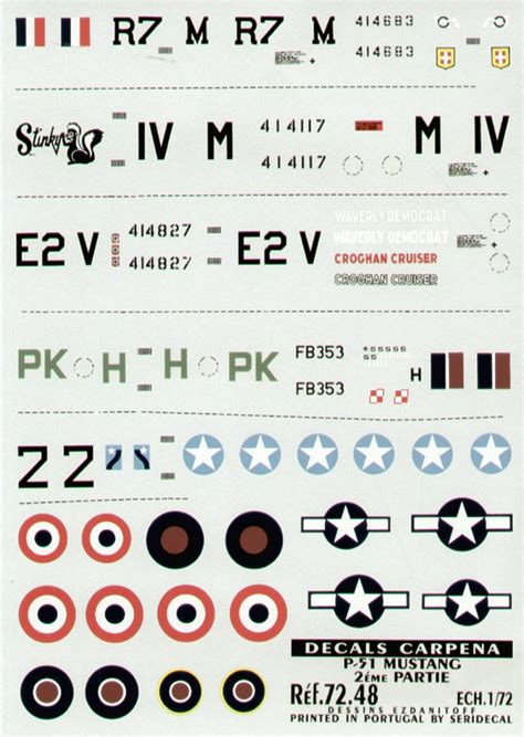 North American P C D Mustang Schemes Colorado Carpena Decals