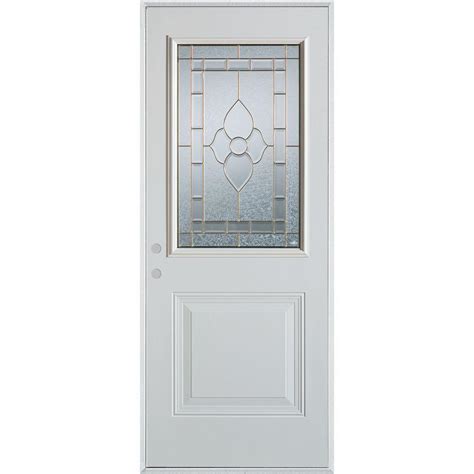 Stanley Doors 36 In X 80 In Traditional Brass 1 2 Lite 1 Panel