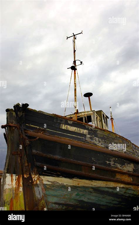 Old Wrecked Fishing Boat Stock Photo Alamy