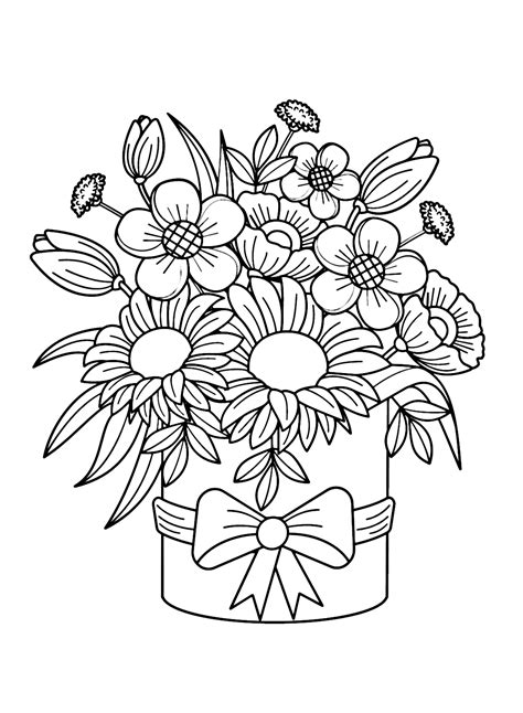 Caterpillar On Basket Flower Coloring Pages Cesta De Flores Para