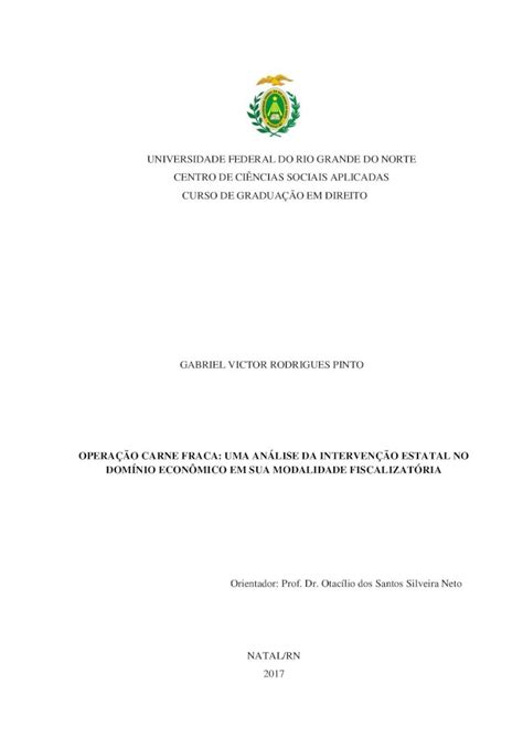 PDF OPERAÇÃO CARNE FRACA UMA ANÁLISE DA INTERVENÇÃO 2019 01 31