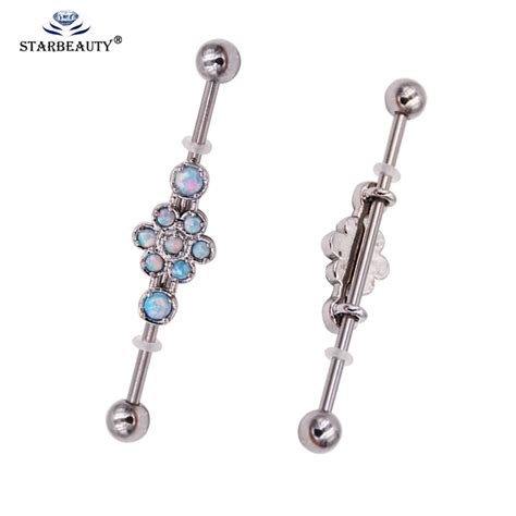 1 шт 1,6*38+ 5 мм опал драгоценный камень промышленный пирсинг штанги ...