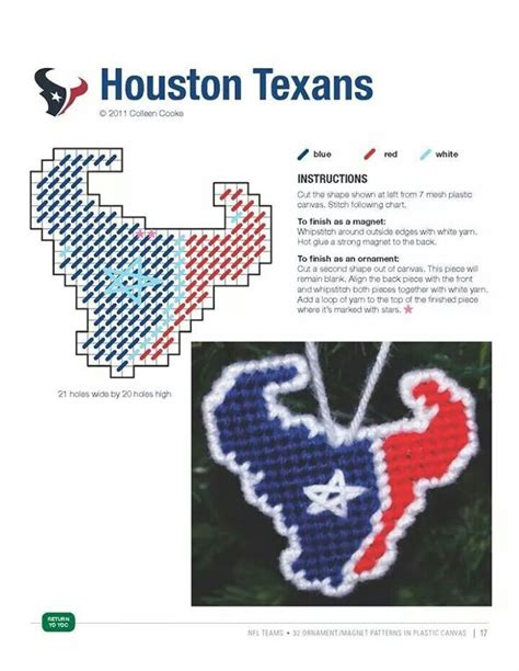 Houston Texans Ornament Magnet Plastic Canvas Letters Plastic Canvas