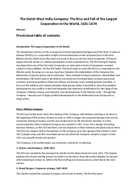 (DOC) The Dutch West India Company: The Rise and Fall of the Largest Corporation in the World ...