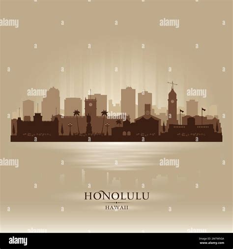 Honolulu Hawaii city skyline vector silhouette illustration Stock ...