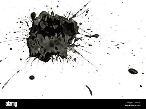 Splash And Splatters Of Spilled Paint Of Black Color On White Surface