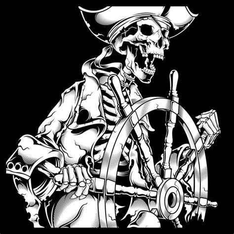 Pirate Skeleton At Helm Hand Drawing Pirate Skeleton Skeleton