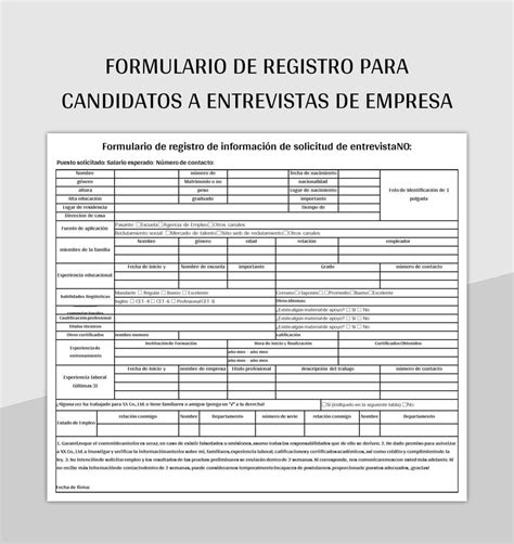 Plantilla De Excel Formulario De Registro Para Candidatos A Entrevistas