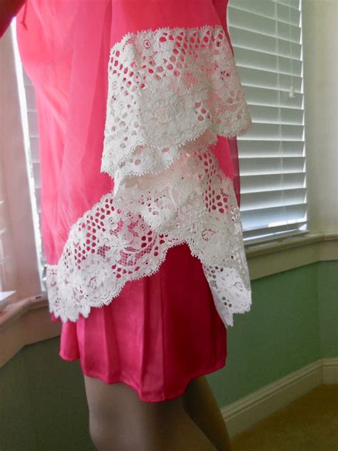 S Chiffon Babydoll Nightgown Vanity Fair Hot Fuchsi Gem