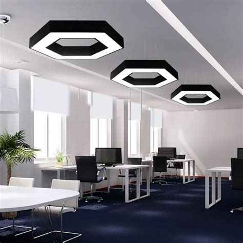 Led Hollow Hexagonal Hanging Lamp Simple Shaped Office Chandeliers 6