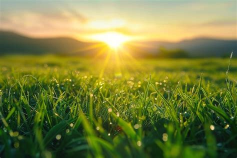 Premium Photo A Field Of Grass With A Bright Sun Shining On It