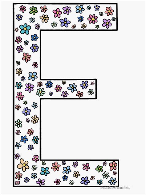 Floral Letter E Sticker By Elizabethlumbis Redbubble