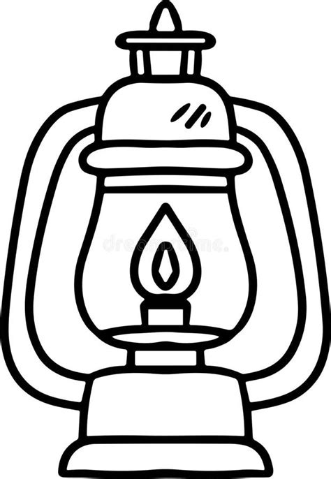 A Black and White Drawing of a Lantern with a Lit Candle Inside Stock ...