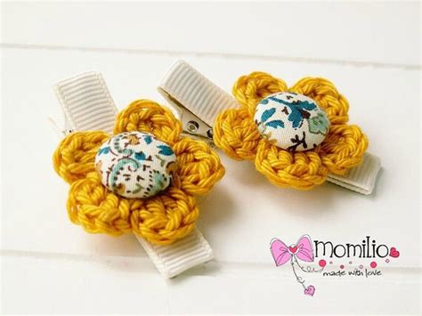 Items similar to Flower Hair Clips - Crochet Flower Hair Clips Set of 2 ...