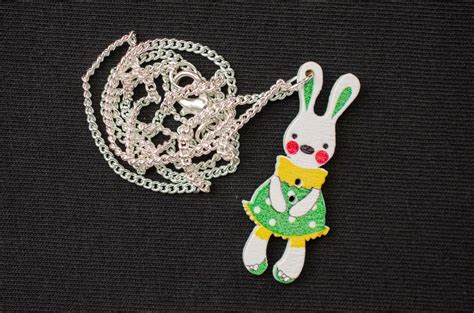 Osterhase Kette Halskette Miniblings 45cm Hase Kaninchen Ostern Holz