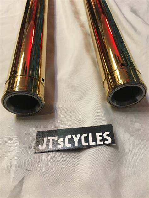 Custom Cycle Gold Pair Front Mm Fork Tubes For Harley Dyna