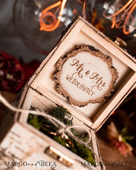 Rustic Custom Wooden Wedding Ring Box Wooden Engraved Box For Etsy