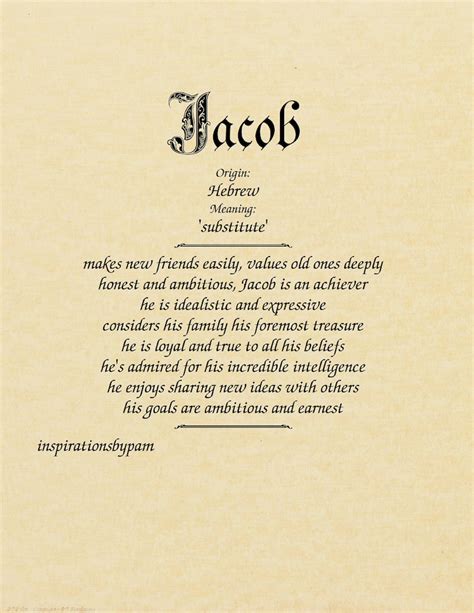 Jacob First Name Meaning Art Print-male Name Meaning-beige - Etsy