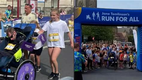 Rob Burrow crosses finish line with children in ‘lap of honour’ at 10K ...