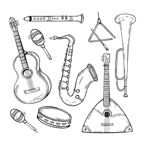 Definir Instrumentos Musicais Estilo Desenhado M O Ilustra O Em