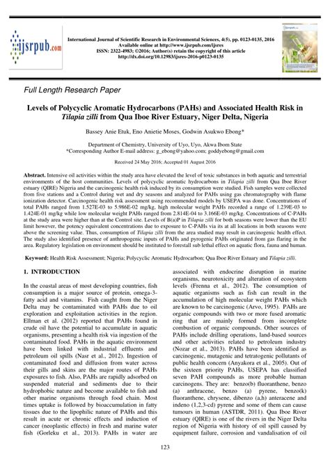 PDF Levels Of Polycyclic Aromatic Hydrocarbons PAHs And Associated