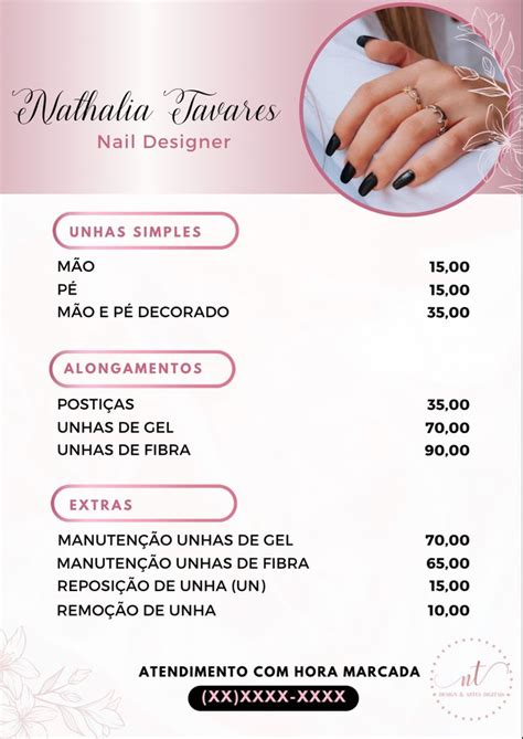 Tabela De Pre O Nail Designer Arte Digital Personalizada Manicure