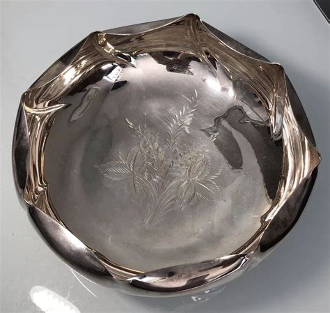 Crown Guild Rockford Silver Plated Footed Bowl With Engraved Flower