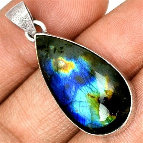 Pendentif Protection Labradorite Monture Argent 925 Ref 1575