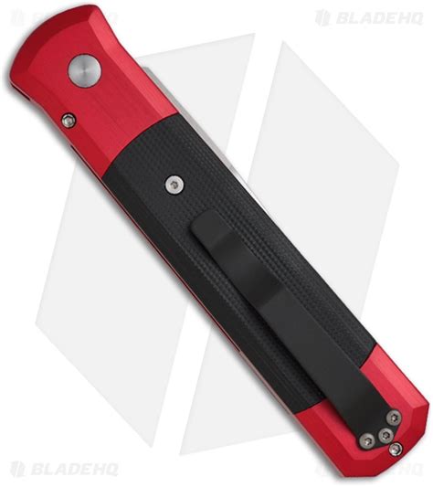 Protech Godfather Automatic Knife Red W Black G10 4 Satin Plain 915