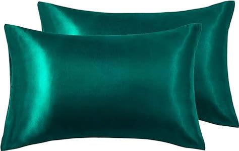 Loves Cabin Silk Satin Pillowcase For Hair And Skin Dark Green 20x30 Inches Slip Pillow